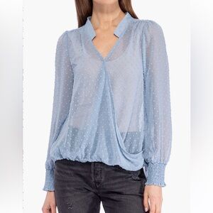 Beautiful Polka Dot Textured Baby Blue Blouse